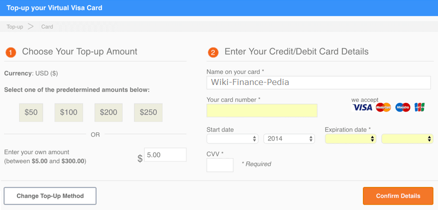 Step2 - Entropay Virtual Credit Card Generator India - VCC - VDC - Pay Online