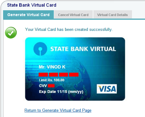 Step4 - Generate SBI Virtual Credit Card (VCC) India - International - Wikipedia of Finance