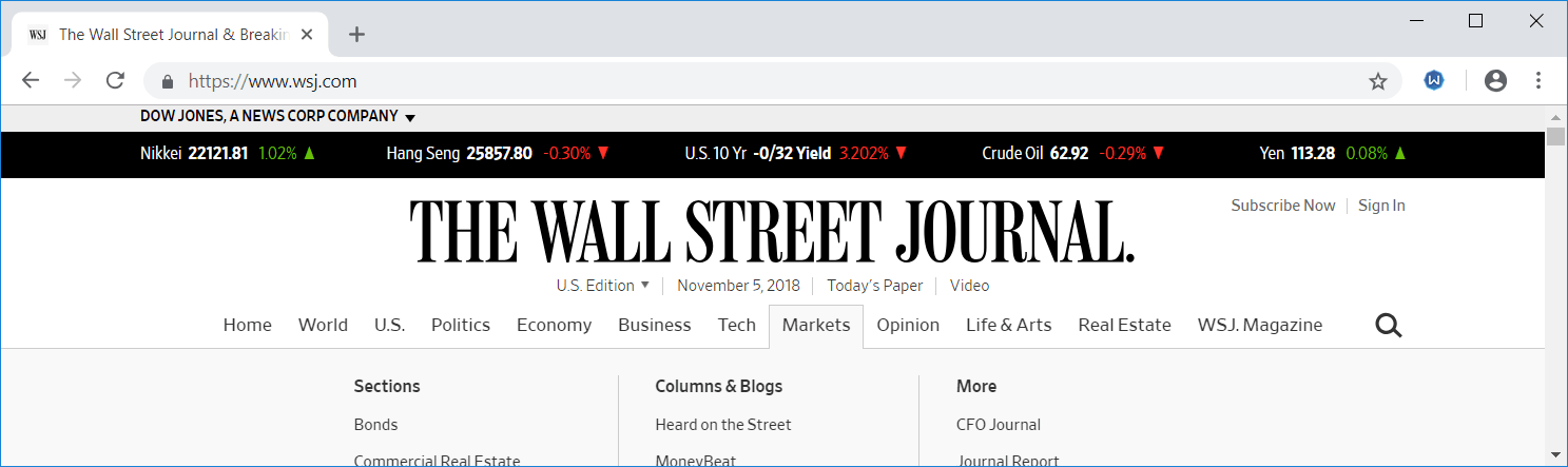 WSJ - Wall Street Journal - Wikipedia of Finance - Ranked Finance Sites in World